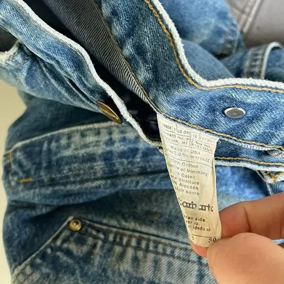 Carhartt faded denim blue jean double knee work wear carpenter pants - Picture 7 of 15